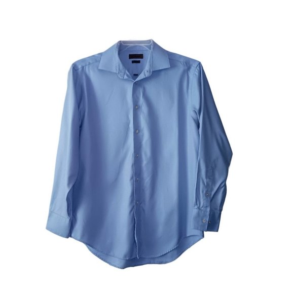 Men Calvin Klein Slim Fit Blue Long Sleeve Button Shirt- Size 16 (32-33) - Picture 1 of 4